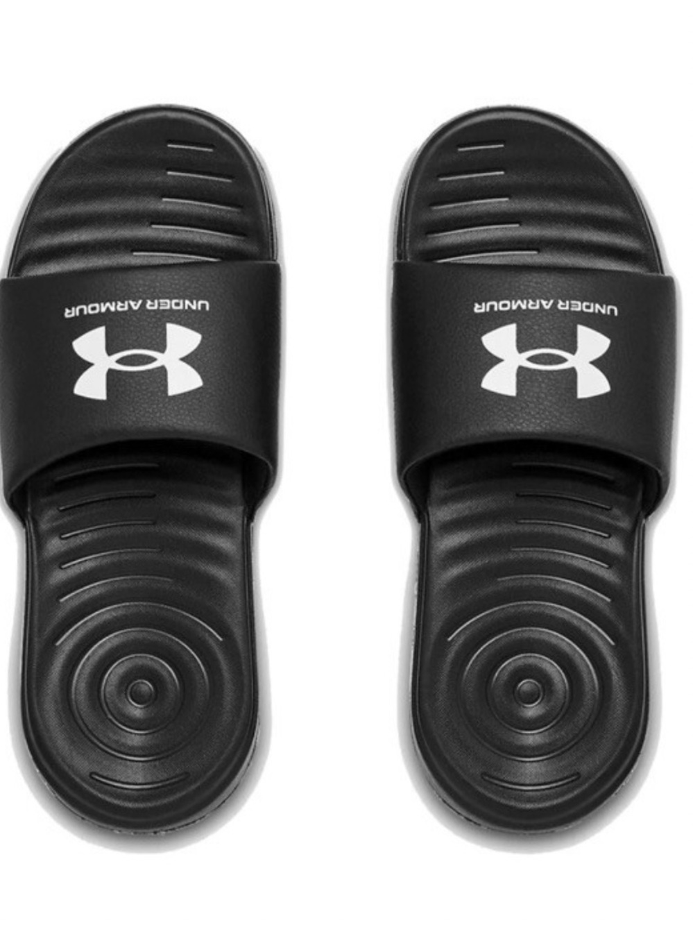 Under Armour MEN Black Slide Sandals with White Logo SIZE 10